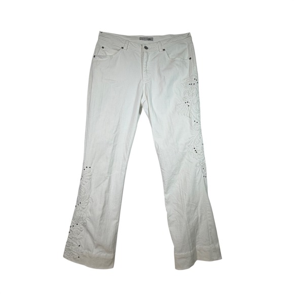 Chico's Denim - Chicos‎ Platinum White Embellished Bootcut Jeans Women's Size 2